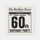 Serviette En Papier 60e Anniversaire vieux journal drôle unique person (Devant)