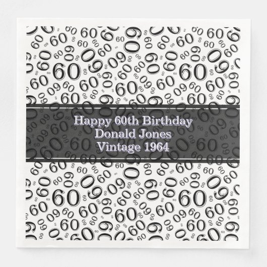 Serviette En Papier 60e Birthday Number (Devant)