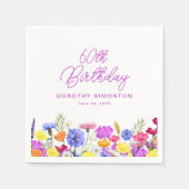Serviette En Papier 60e fête d'anniversaire Purple Fleur sauvage perso (Devant)