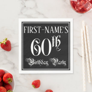 Serviette En Papier 60e fête d'anniversaire — Script fantaisie + No