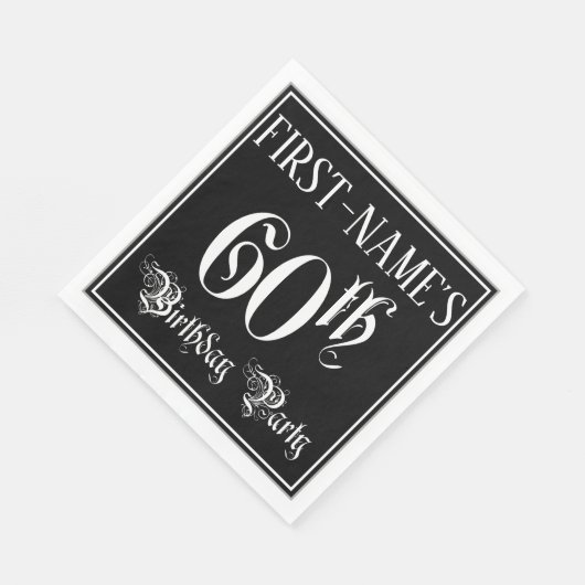 Serviette En Papier 60e fête d'anniversaire — Script fantaisie + Nom p (Coin)