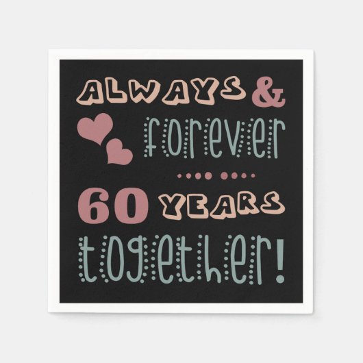 Serviette En Papier 60ème anniversaire de Mariage mignon (Devant)