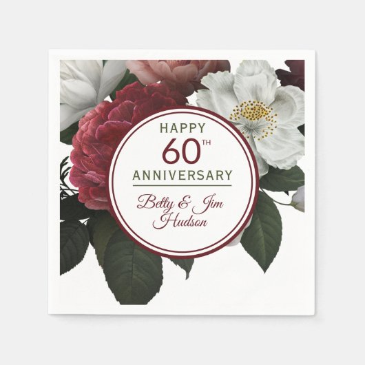 Serviette En Papier 60ème anniversaire - Papier Cocktail Napkins (Devant)