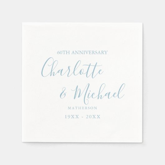 Serviette En Papier 60ème Mariage Diamond Anniversaire Élégant Script (Devant)