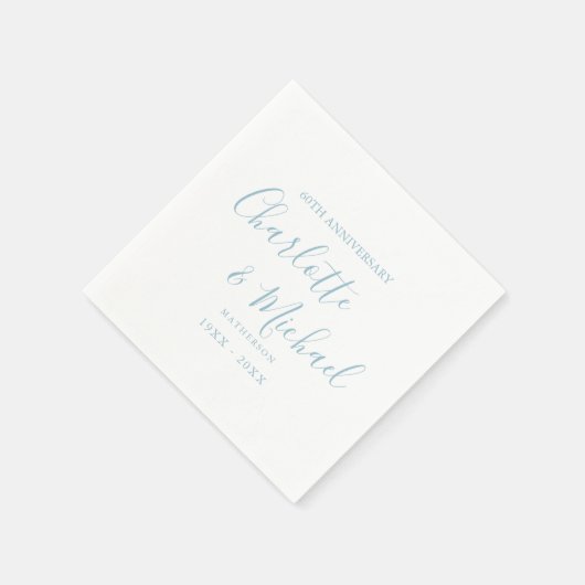 Serviette En Papier 60ème Mariage Diamond Anniversaire Élégant Script (Coin)