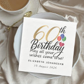 Serviette En Papier 60th Birthday Gold Script Modern Chic Typography