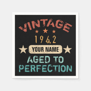 Serviette En Papier 60th Birthday Party 1962 Ajouter Votre Nom