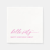 Serviette En Papier 60th Birthday Party Pink Hello 60 Modern (Devant)