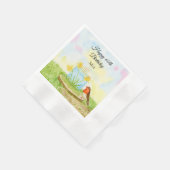 Serviette En Papier 60th Birthday Robin with Daffodil Cake (Coin)
