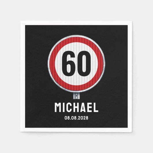 Serviette En Papier 60th Birthday Speed Limit Sign - ANY AGE (Devant)