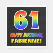 Serviette En Papier 61e anniversaire : Bold, amusant, simple, arc-en-c (Devant)