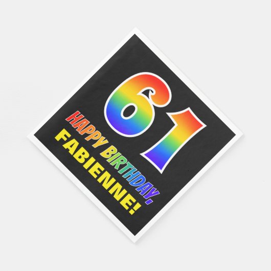 Serviette En Papier 61e anniversaire : Bold, amusant, simple, arc-en-c (Coin)