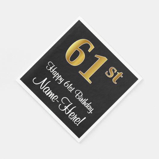 Serviette En Papier 61e anniversaire ~ Elégant Luxueux Faux Gold Look (Coin)