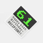 Serviette En Papier 61e anniversaire - Nerdy / Geeky Style "61" & Nom (Coin)