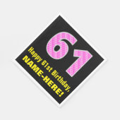 Serviette En Papier 61e anniversaire : Pink Stripes and Hearts "61" +  (Coin)