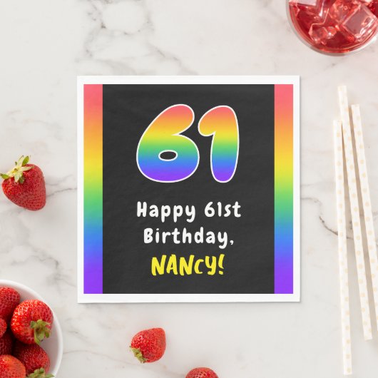 Serviette En Papier 61e anniversaire : Rainbow Spectrum # 61, Nom pers (En situation)
