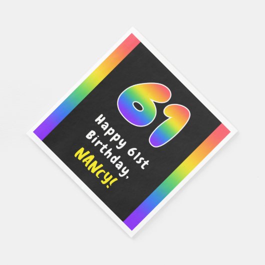 Serviette En Papier 61e anniversaire : Rainbow Spectrum # 61, Nom pers (Coin)
