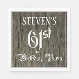 Serviette En Papier 61e fête d'anniversaire — Script fantaisie, Faux W