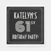 Serviette En Papier 61e fête d'anniversaire : Style Art Déco + Nom per (Devant)