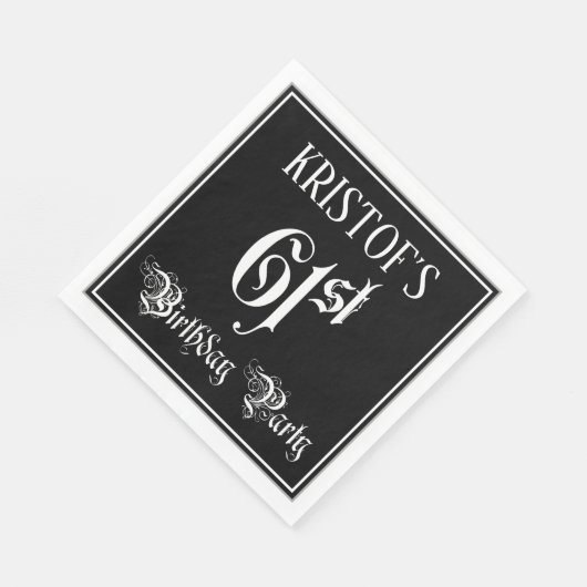 Serviette En Papier 61st Birthday Party — Fancy Script + Custom Nom (Coin)