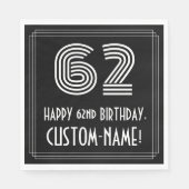 Serviette En Papier 62e anniversaire : Art Déco Inspiré Look "62" + No (Devant)
