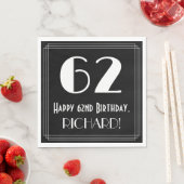 Serviette En Papier 62e anniversaire ~ Art Déco Inspiré Look "62", Nom (En situation)