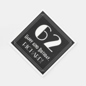 Serviette En Papier 62e anniversaire ~ Art Déco Inspiré Look "62", Nom (Coin)