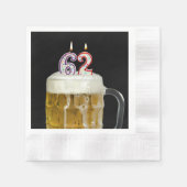 Serviette En Papier 62e anniversaire bougies en bière (Devant)