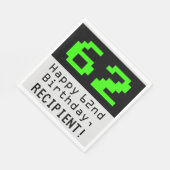 Serviette En Papier 62e anniversaire - Nerdy / Geeky Style "62" & Nom (Coin)