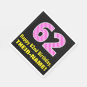 Serviette En Papier 62e anniversaire : Pink Stripes and Hearts "62" +  (Coin)