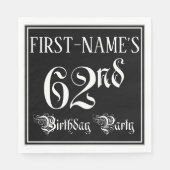 Serviette En Papier 62e Birthday Party — Fancy Script + Custom Nom (Devant)