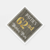 Serviette En Papier 62e fête d'anniversaire — Faux Gold & Faux Wood Lo (Coin)