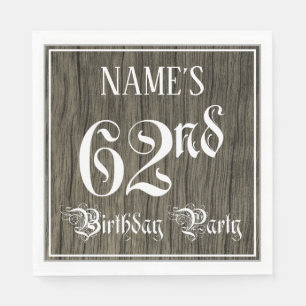 Serviette En Papier 62e fête d'anniversaire — Script fantaisie, Faux W