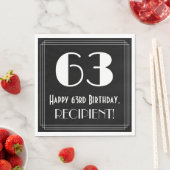 Serviette En Papier 63e anniversaire ~ Art Déco Inspiré Look "63", Nom (En situation)