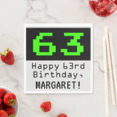 Serviette En Papier 63e anniversaire - Nerdy / Geeky Style "63" & Nom (En situation)