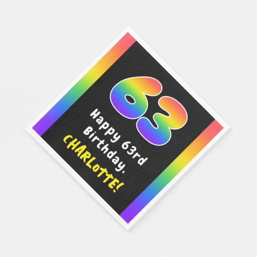 Serviette En Papier 63e anniversaire : Rainbow Spectrum # 63, Nom pers (Coin)