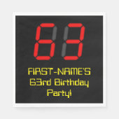 Serviette En Papier 63ème anniversaire : Rouge Digital Clock Style "63 (Devant)