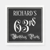 Serviette En Papier 63rd Birthday Party — Fancy Script + Custom Nom (Devant)