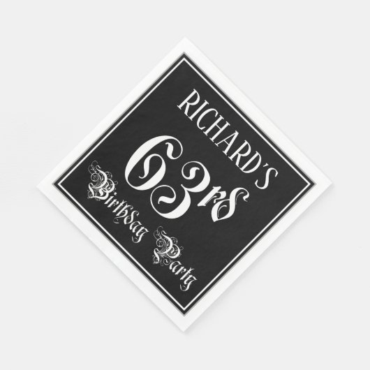 Serviette En Papier 63rd Birthday Party — Fancy Script + Custom Nom (Coin)
