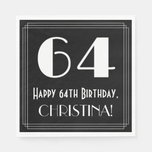 Serviette En Papier 64e anniversaire ~ Art Déco Inspiré Look "64", Nom