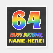 Serviette En Papier 64e anniversaire : Bold, amusant, simple, arc-en-c (Devant)