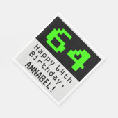 Serviette En Papier 64e anniversaire - Nerdy / Geeky Style "64" & Nom (Coin)