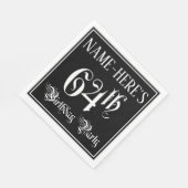 Serviette En Papier 64e Birthday Party — Fancy Script + Custom Nom (Coin)