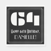 Serviette En Papier 64ème anniversaire : Art Déco Inspiré Look "64" +  (Devant)