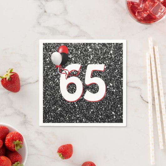 Serviette En Papier 65e anniversaire Ballons sur Parties scintillant n (En situation)