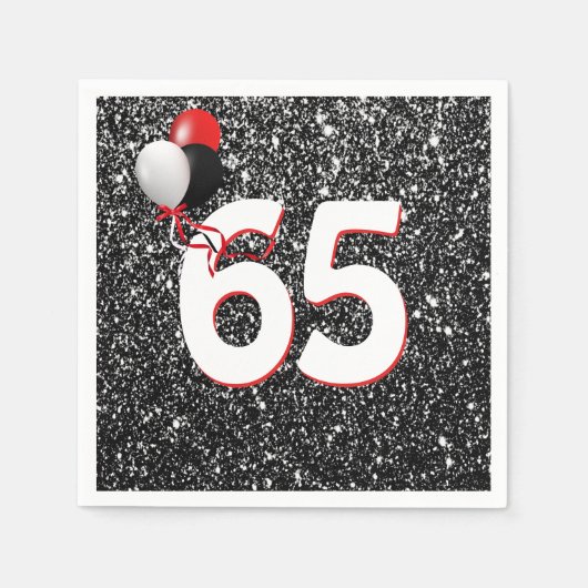 Serviette En Papier 65e anniversaire Ballons sur Parties scintillant n (Devant)