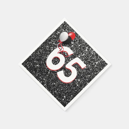 Serviette En Papier 65e anniversaire Ballons sur Parties scintillant n (Coin)