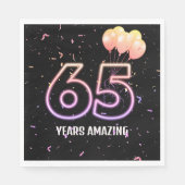 Serviette En Papier 65e anniversaire Balloons et Confetti (Devant)