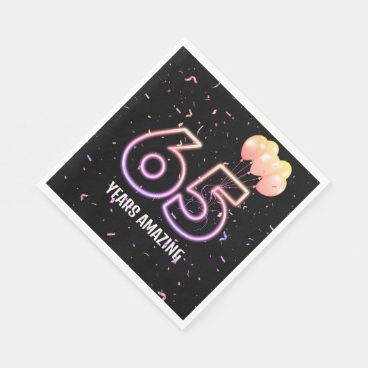 Serviette En Papier 65e anniversaire Balloons et Confetti (Coin)