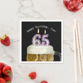 Serviette En Papier 65e anniversaire-bougies en bière (En situation)
